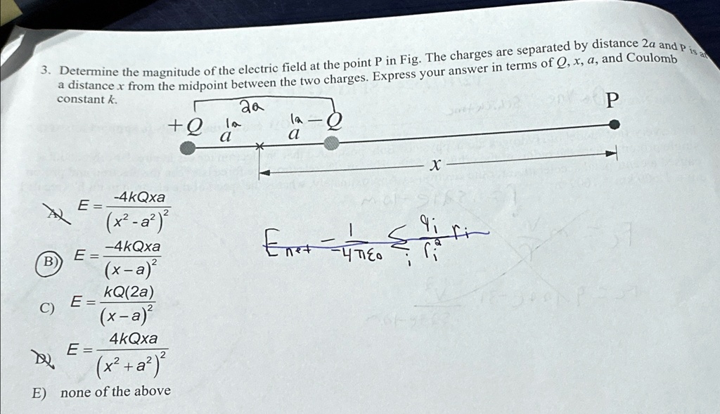 3. Determine the magnitude of the electric field at the point P in Fig ...