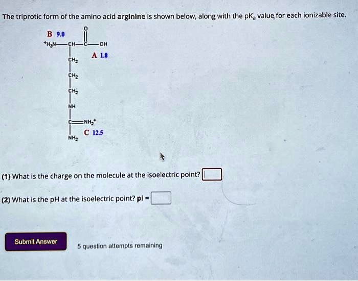 SOLVED The triprotic form of the amino acid arginine is shown below