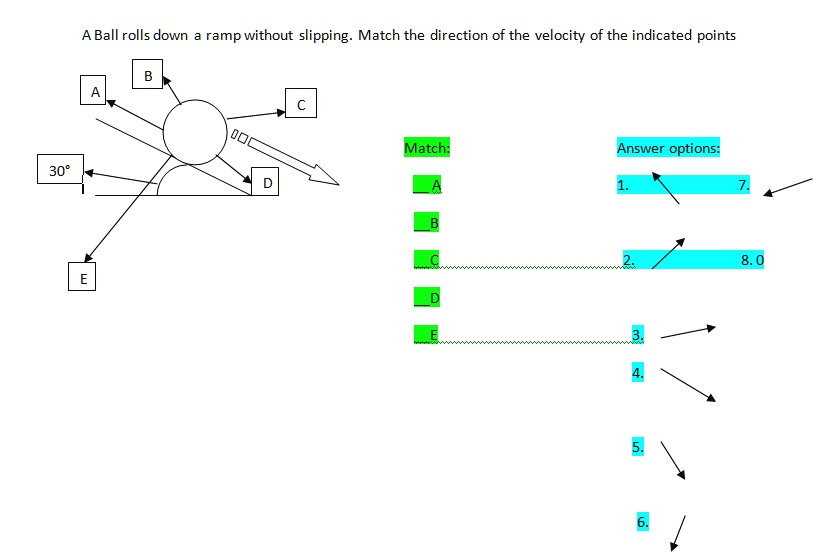 SOLVED A Ball rolls down ramp without slipping Match the direction of