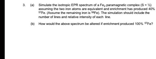 simulate the isotropic epr spectrum of a fez paramagnetic complex s v ...