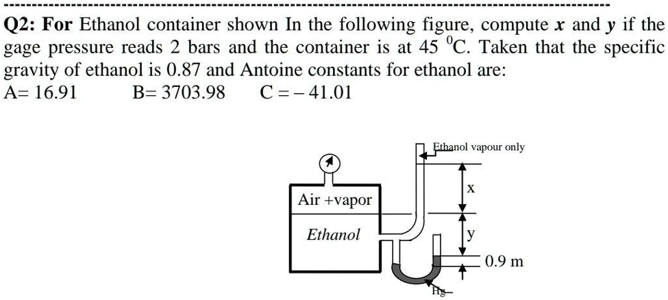 SOLVED: Q2: For the Ethanol container shown in the following figure ...