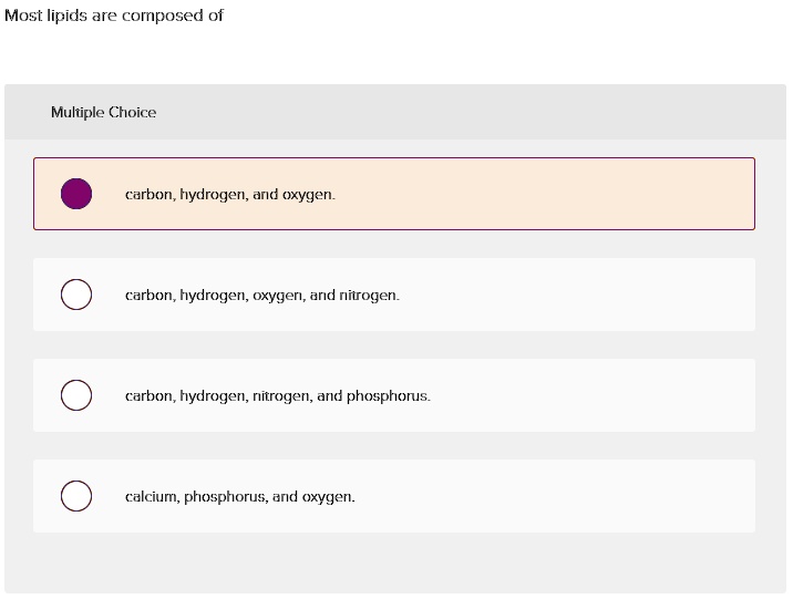 lipids are made up of carbon hydrogen oxygen and nitrogen