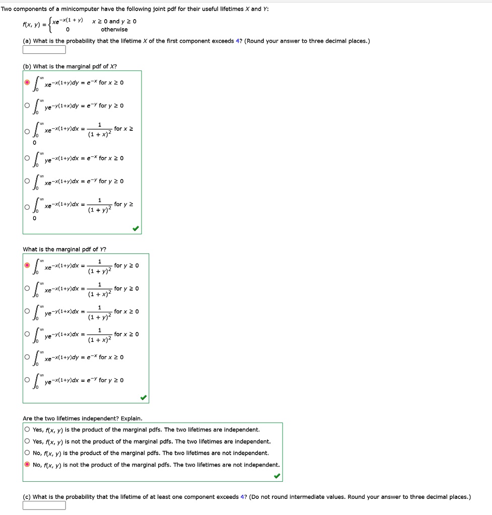 SOLVED: Texts: Two components of a minicomputer have the following ...