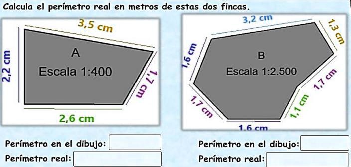 SOLVED: Calcula el perimetro de las figuras Calcula el perímetro real ...