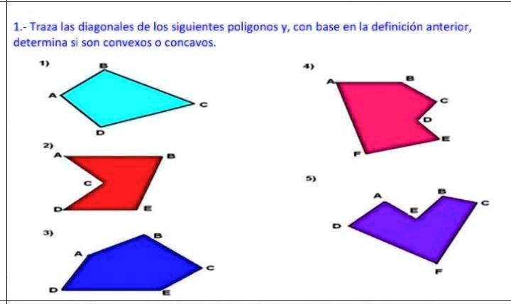 SOLVED: Ayúdenme por favor 1-Traza las diagonales de los siguientes ...