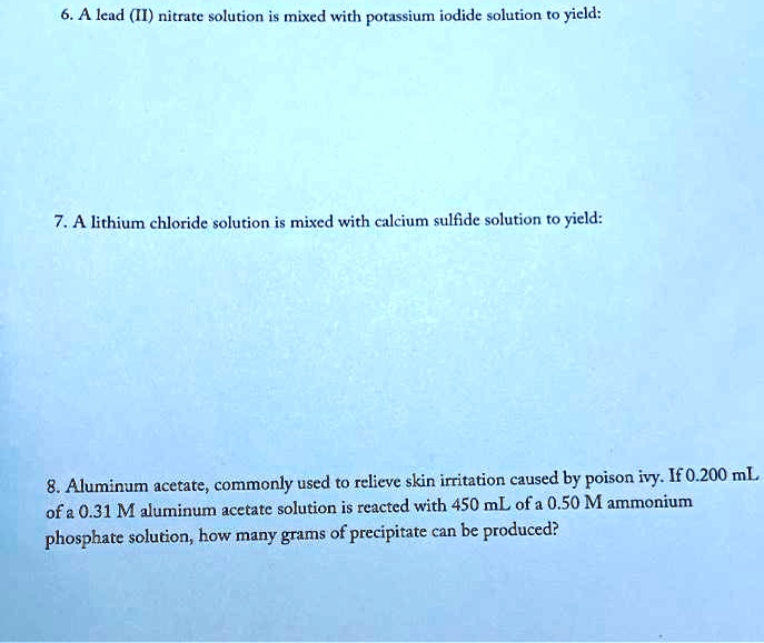 Solved A Lcud Ii Nitrate Solution Is Mixed With Potassium Iodide Solution To Yield 7 A 2089