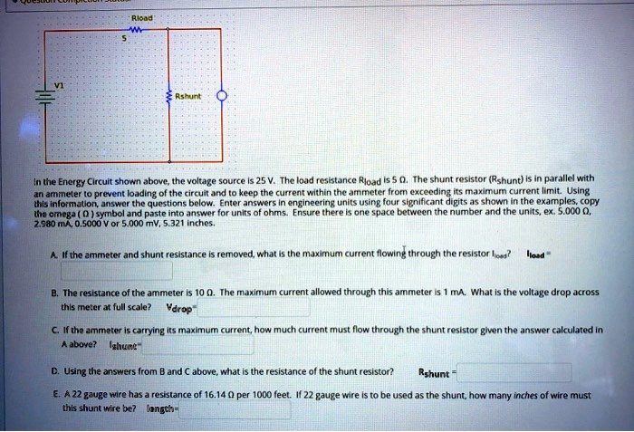 What Is Rload rload in the energy circuit shown abovethe voltage source is 25 vthe ...