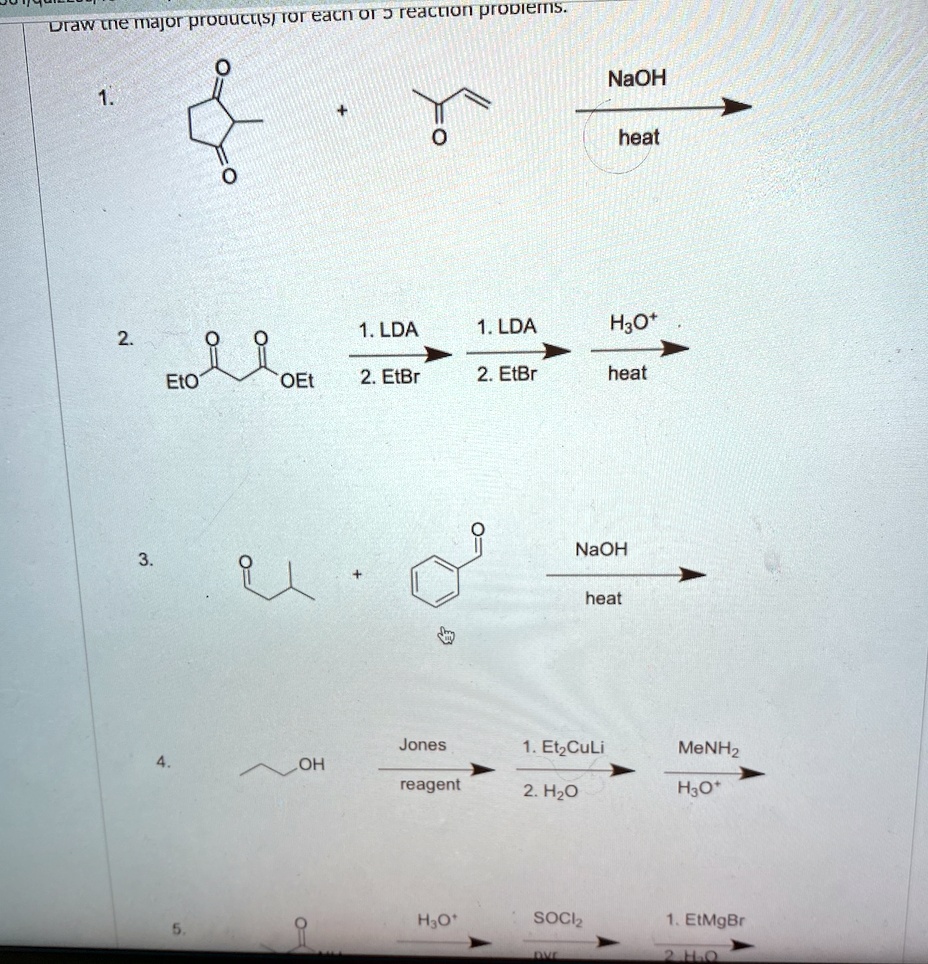 Solved Draw Ne Tajor Product S Tor Eacr O1 Reaction Prodlerns Naoh