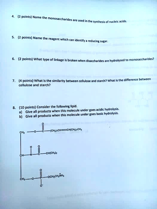 SOLVED 4. (2 points) Name the monosaccharides that are used in the
