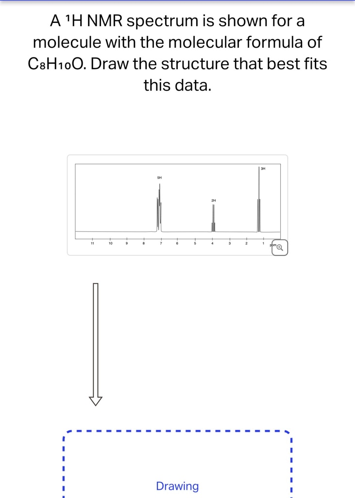 SOLVED: A 'H NMR spectrum is shown for a molecule with the molecular ...