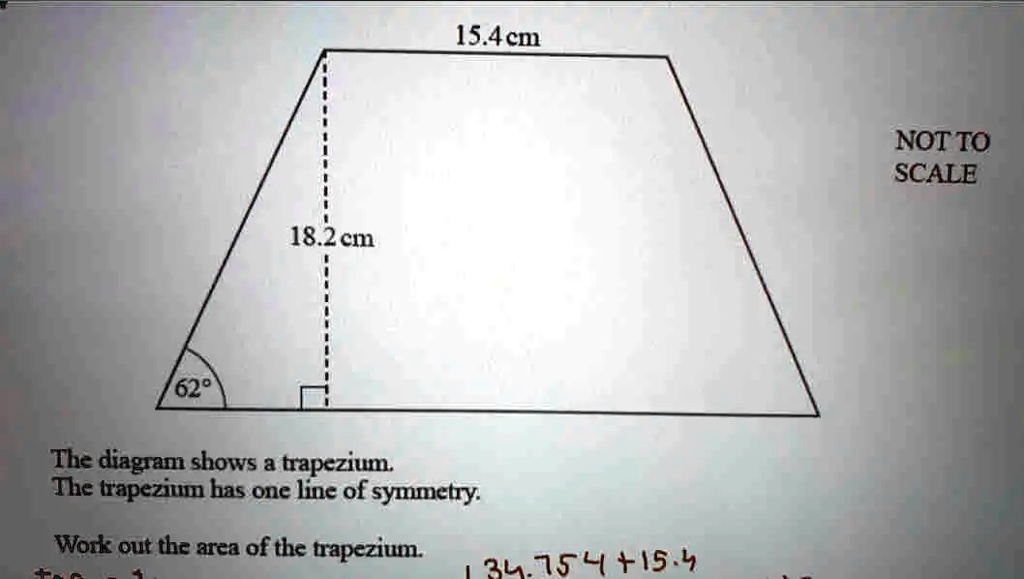 15.4 cm NOT TO SCALE 18.2 cm 62 The diagram shows a trapezium. The