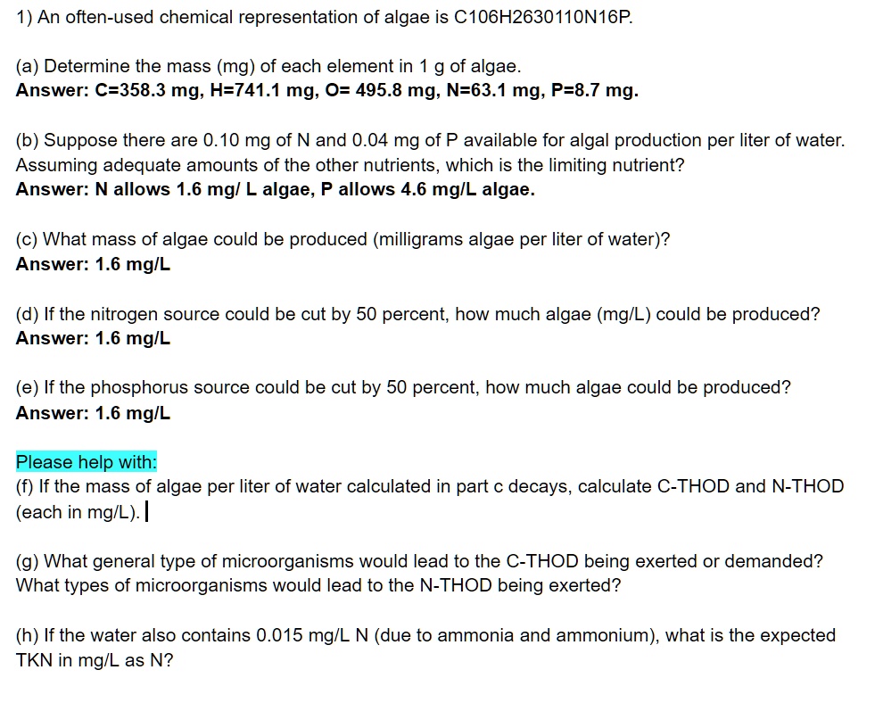 VIDEO solution: An often-used chemical representation of algae is ...