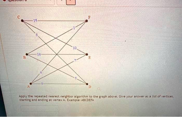 Apply the repeated nearest neirnbor aigorithm to the graph...