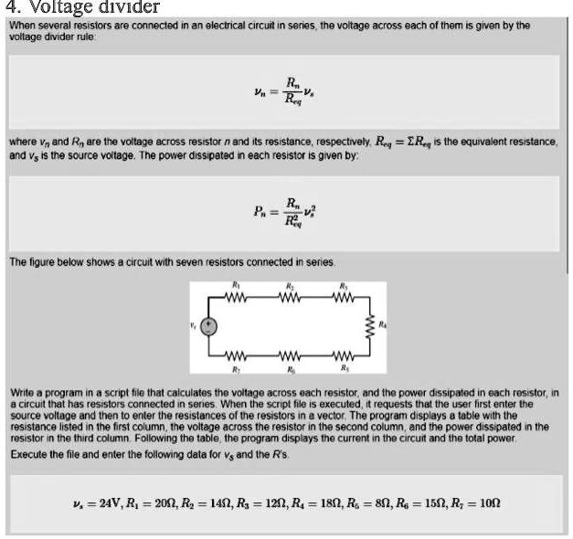 SOLVED Voltage Divider Calculating Voltage and Power in a Series