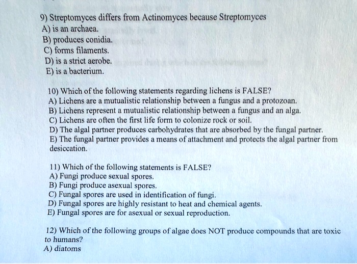 SOLVED Streptomyces differs from Actinomyces because Streptomyces A