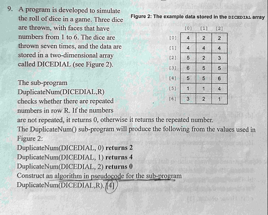 SOLVED: A program is developed to simulate the roll of dice in a game ...