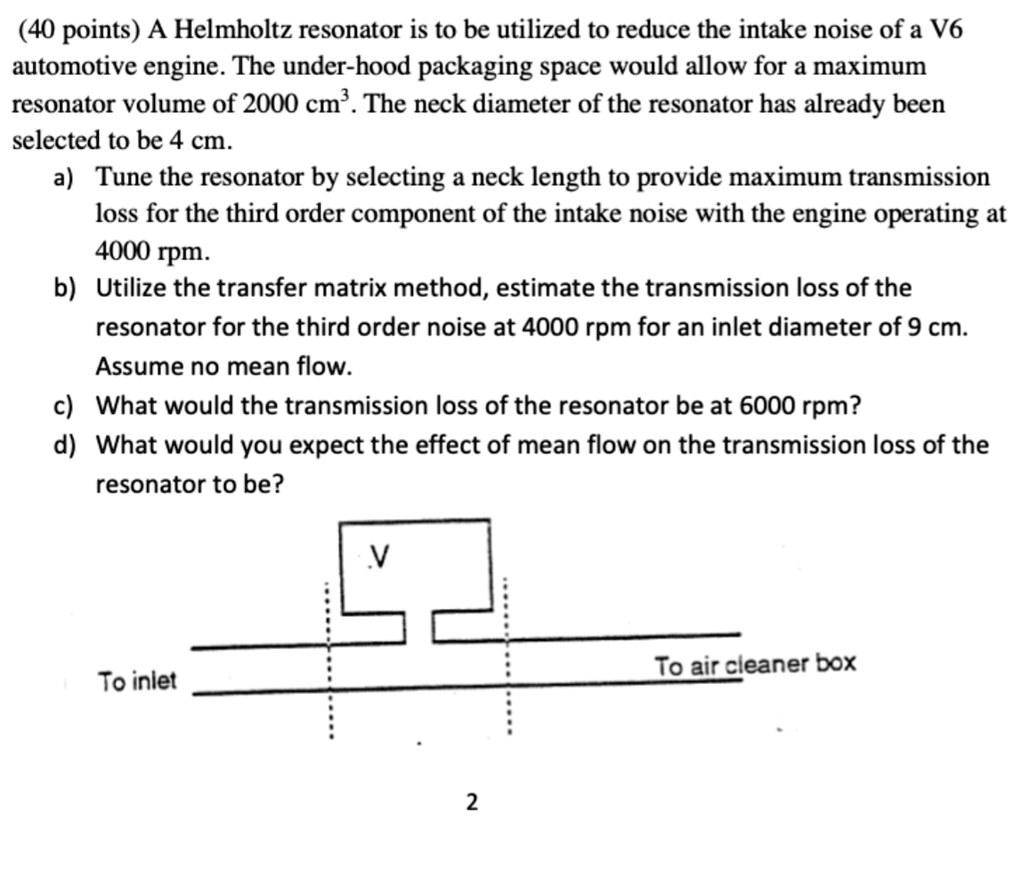 SOLVED (40 points) A Helmholtz resonator is to be utilized to reduce