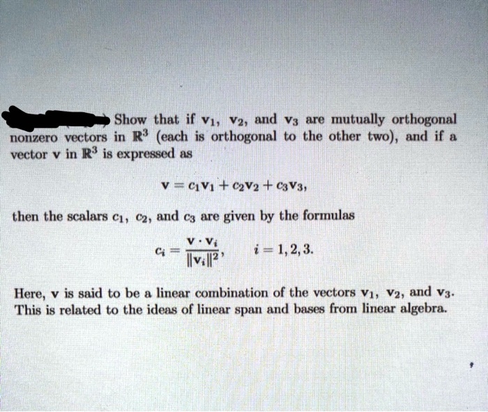 SOLVED Show that if V1, V2, and V3 are mutually orthogonal nonzero