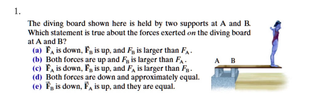 1 The diving board shown here is held by tWO supports at A and B Which ...