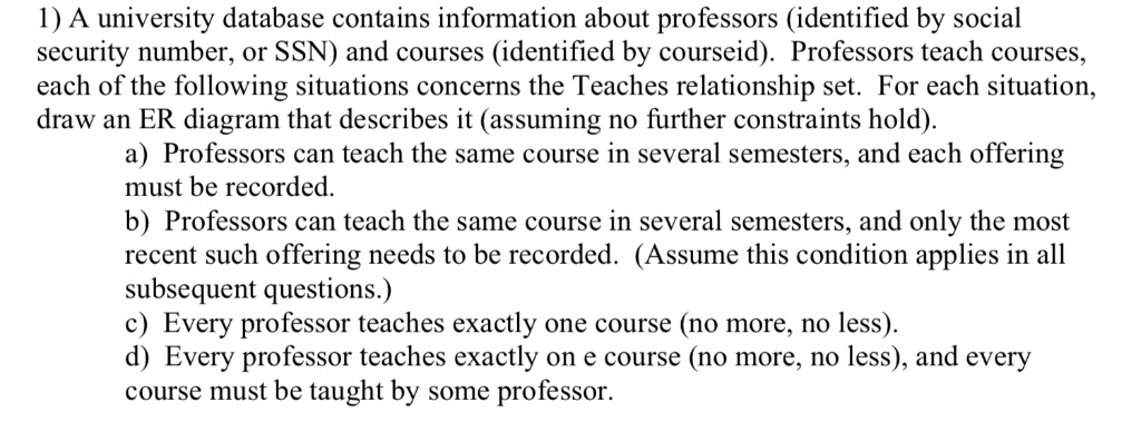 SOLVED: l) A university database contains information about professors