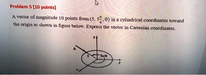 SOLVED: Problem 5 [10 points] A vector of magnitude 10 points from (5 ...