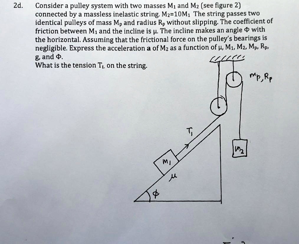 SOLVED 2d Consider a pulley system with two masses M, and Mz (see