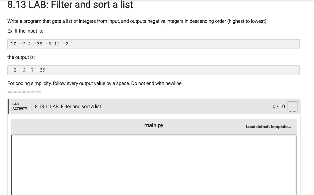 Texts Python 813 Lab Filter And Sort A List Write A Program That Gets A ...