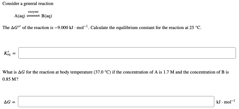 Solved Consider General Reaction Cnzmc A Aq B Aq The 4g Of The