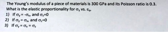 SOLVED: The Young's modulus of a material is 300 GPa and its Poisson ...