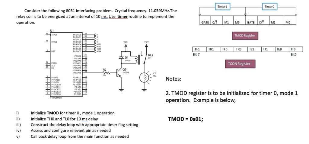 Consider the following 8051 interfacing problem. Crystal...