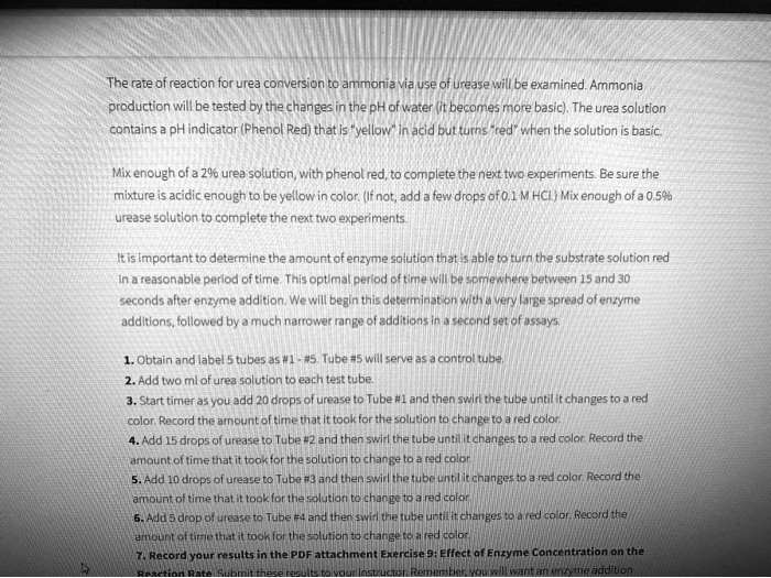 SOLVED:The rate of reaction for urea conversion ammoniz via use urease ...