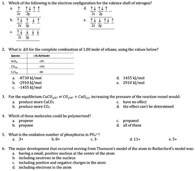 SOLVED: Which of the following is the electron configuration for the ...