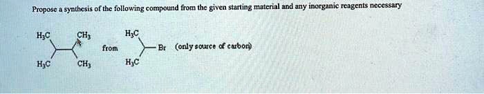 Propose a synthesis of the following compound from the given starting material and any inorganic reagents necessary

H3C CH3
 /
CH-CH from (CH3)2CH-Br (only source of carbon)
/ 
H3C CH3