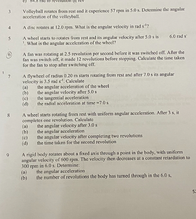 SOLVED 3 Volleyball rotates from rest and it experience 57 rpm in 5.0