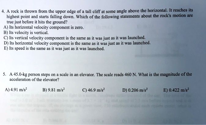 SOLVED: A rock is thrown from the upper edge of a tall cliff at some ...