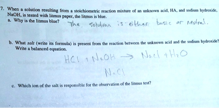 Solved When The Solution Resulting From The Stoichiometric Reaction Mixture Of An Unknown Acid