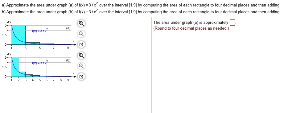 Solved Approximate The Area Under Graph Of Fx 3 X2 Over The Interval 19 By Computing The 9748