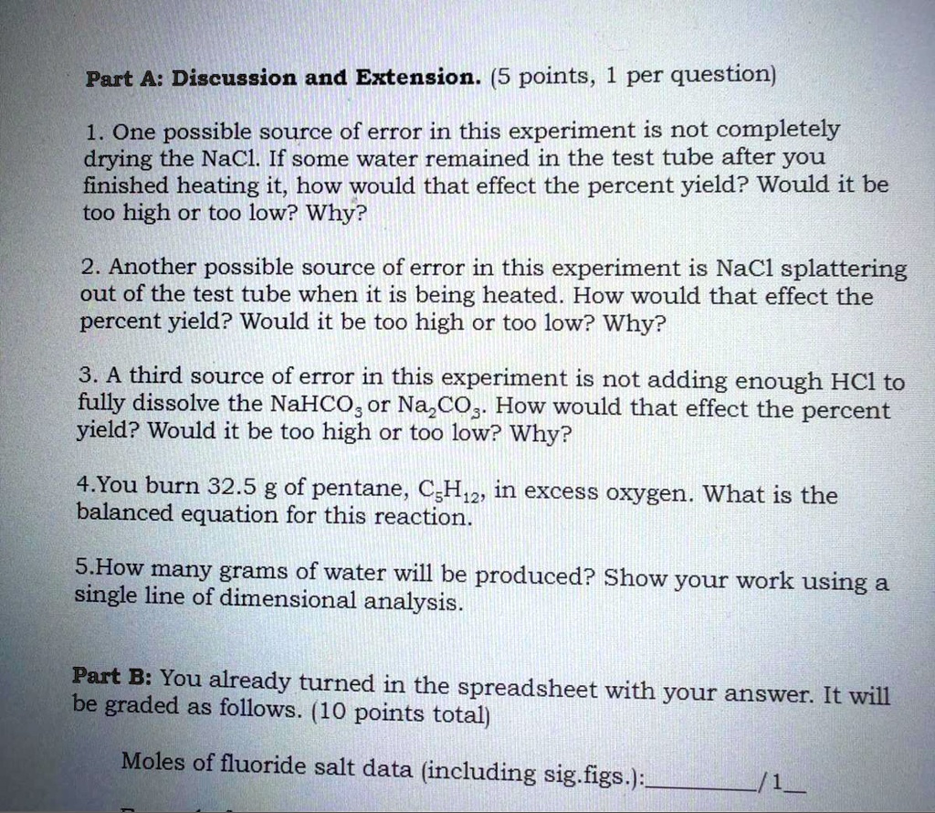 one possible source of error in this experiment is not completely ...