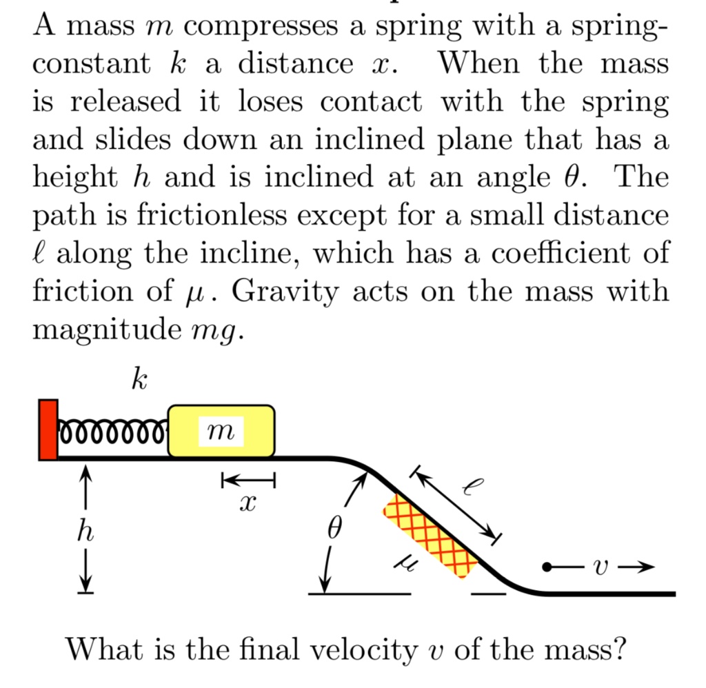 SOLVED A mass m compresses a spring with a spring constant k a
