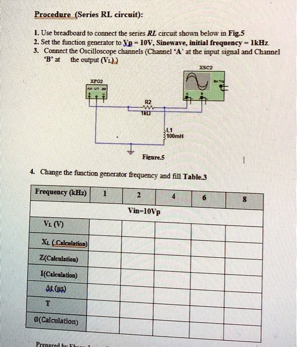 SOLVED Procedure (Series RL circuit) 1. Use a breadboard to connect