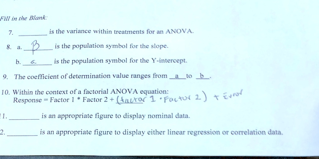SOLVED Fill In The Blank Is The Variance Within Treatments For An 