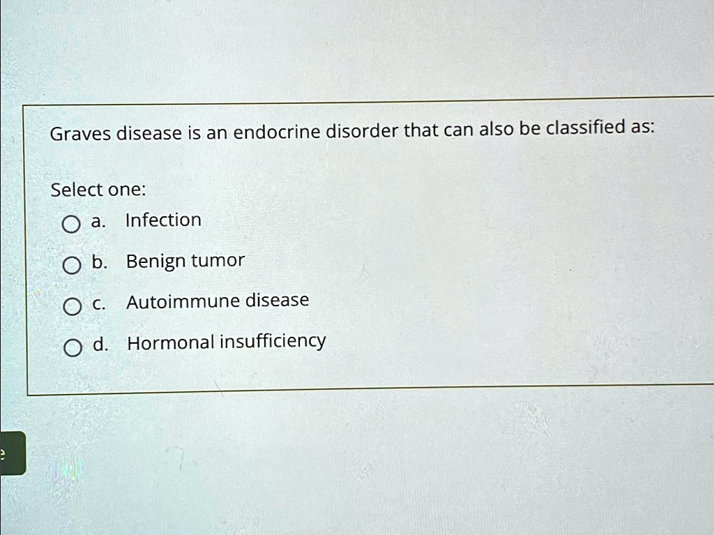 SOLVED: Graves' Disease Is An Endocrine Disorder That Can Also Be ...