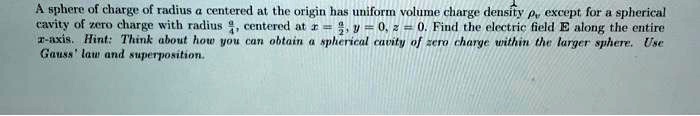 A sphere of charge of radius a centered at the origin has a uniform ...