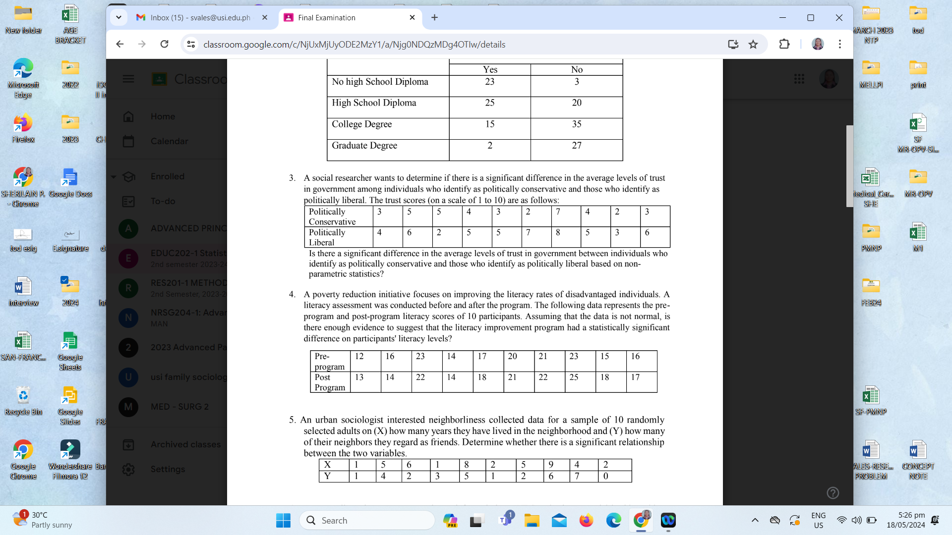 a social researcher wants to determine if there is a significant difference in the average levels of trust in government among individuals who identify as politically conservative and those who identi