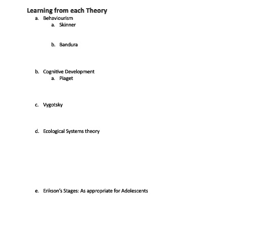 SOLVED Texts Learning from each Theory a. Behaviourism Skinner