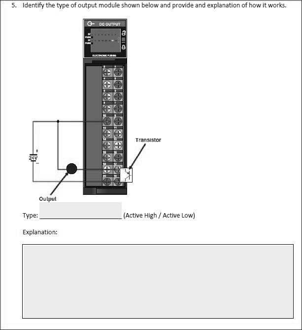 SOLVED: Identify the type of output module shown below and provide an ...