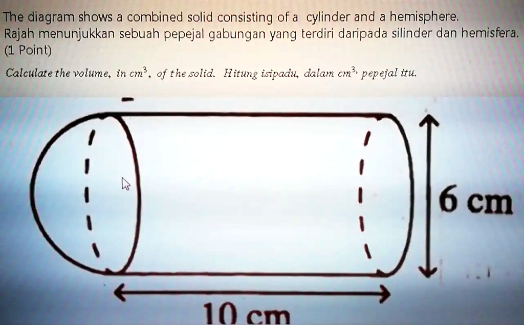 SOLVED: The diagram shows a combined solid consisting of a cylinder and ...