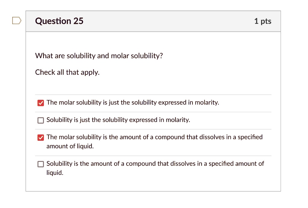What Are Solubility And Molar Solubility Check All That Apply Group What Are Solubility And Molar Solubility Check All That Apply Group