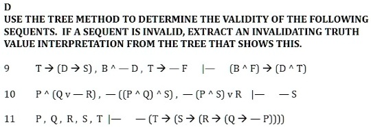 SOLVED: Use the tree method to determine the validity of the following ...