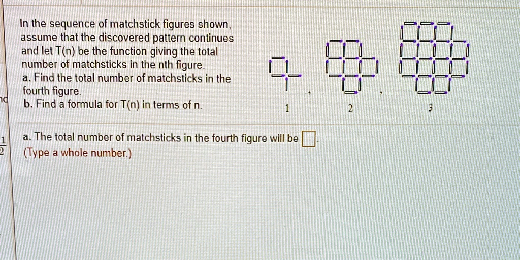 Solved In The Sequence Of Matchstick Figures Shown Assume That The Discovered Pattern 2528